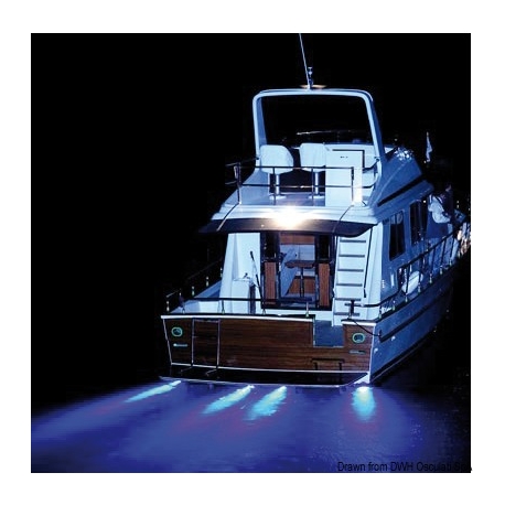 4 luci LED blu da barca, impermeabili, per trolley.